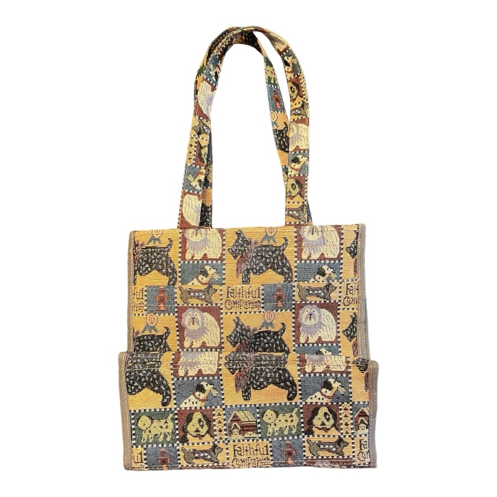 VTG 90s Jade "Faithful Companion" Dog Tapestry Tote Bag